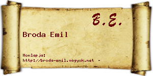 Broda Emil névjegykártya